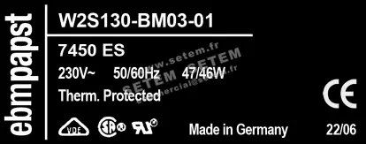 0004104927-VENTILATEUR EBMPAPST W2S130-BM03-01 3