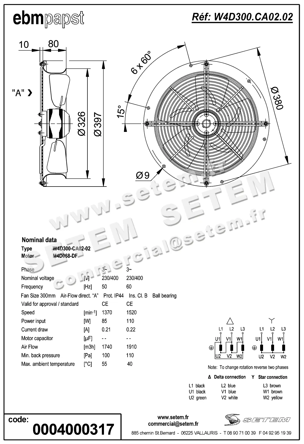 0004104928-VENTILATEUR EBMPAPST W4D300-CA02-02 2