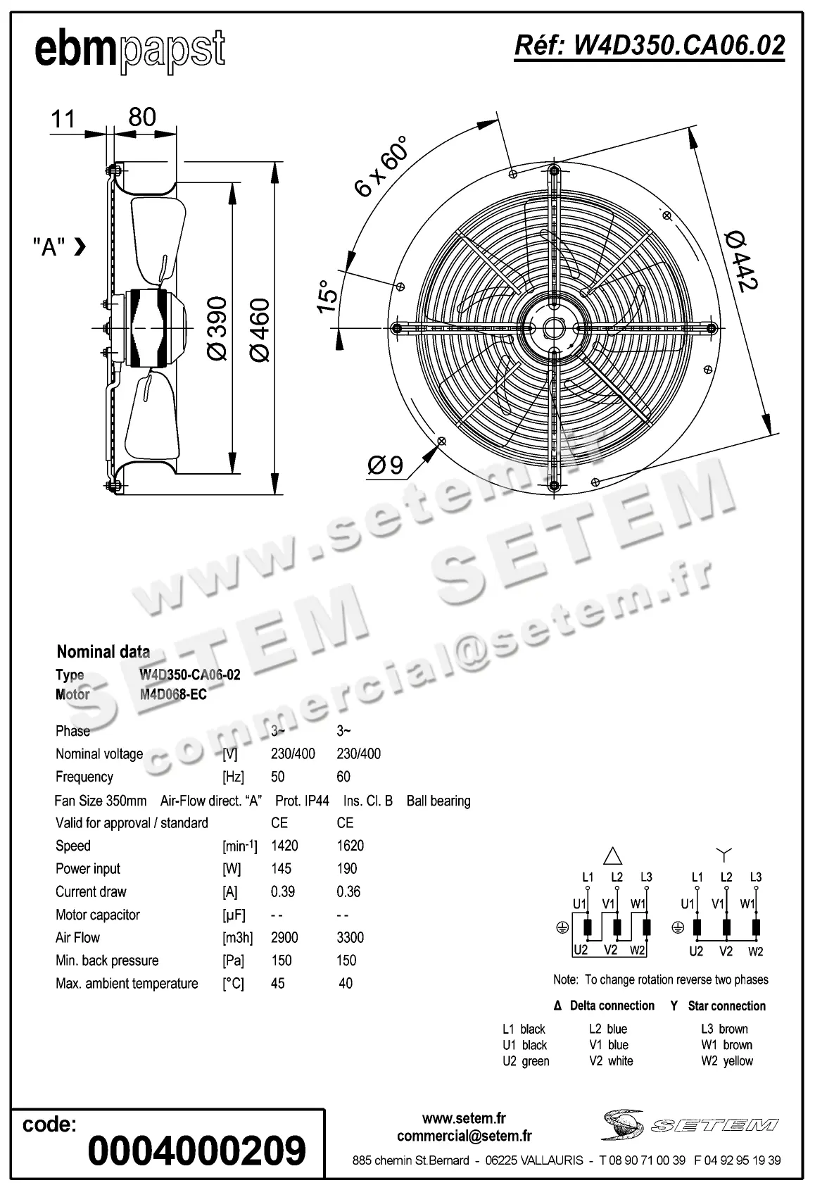 0004104929-VENTILATEUR EBMPAPST W4D350.CA06.02 2