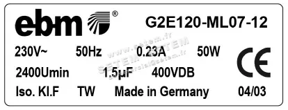 0004104964-VENTILATEUR EBMPAPST G2E120.ML07.12 2