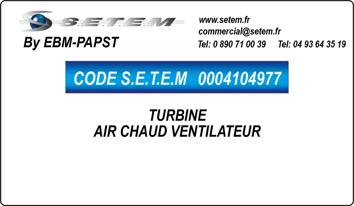 0004104977-TURBINE EBMPAPST AIR CHAUD VENTILATEUR * 120X62*