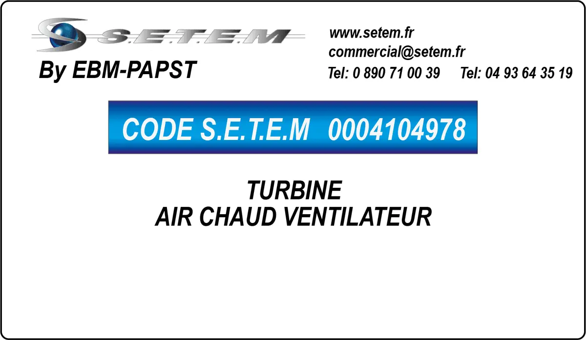 0004104978-TURBINE EBMPAPST AIR CHAUD VENTILATEUR *180*