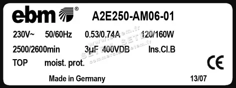 0004105087-MOTOHELICE EBMPAPST A2E250-AM06-01 3