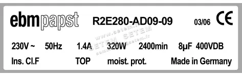 0004105091-MOTOTURBINE EBMPAPST R2E280-AD09-09 2