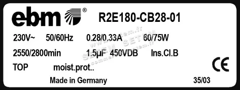 0004105093-MOTOTURBINE EBMPAPST R2E180.CB28.01 3