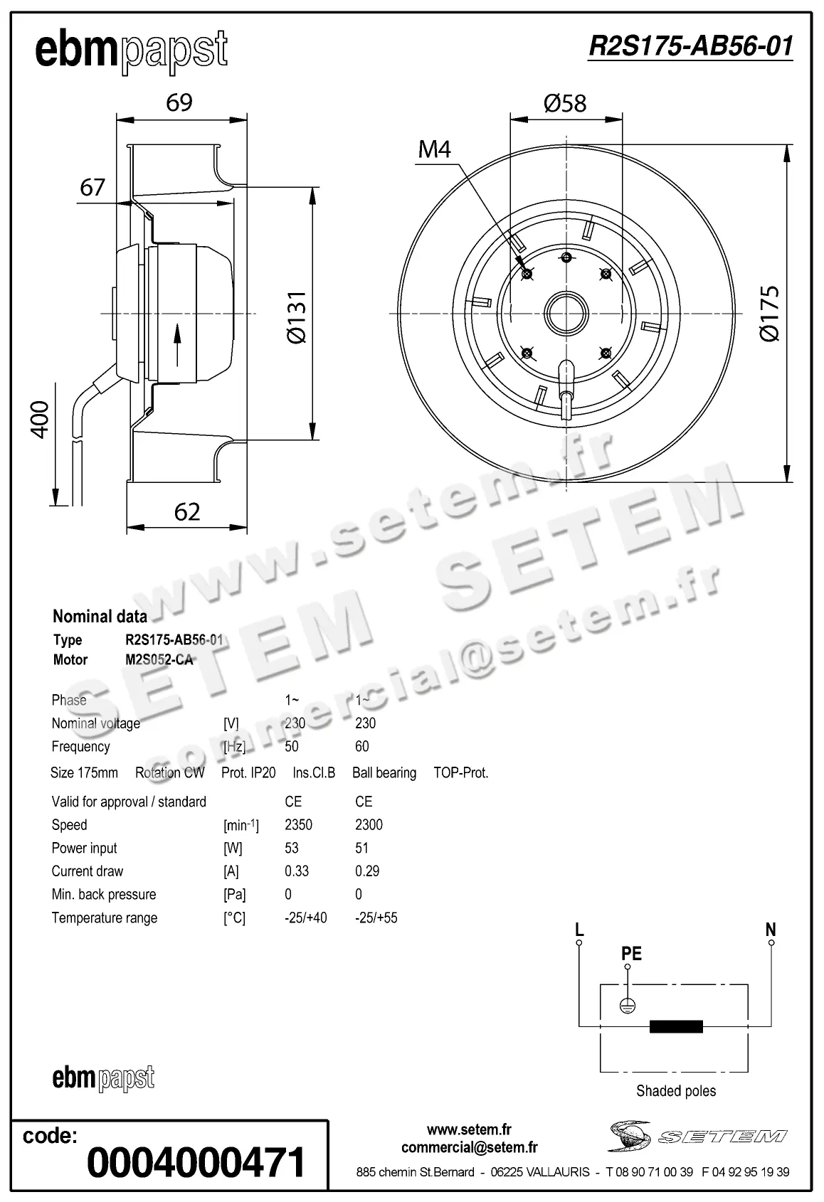 0004105096-MOTOTURBINE EBMPAPST R2S175.AB56.01 2