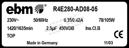 0004105101-MOTOTURBINE EBMPAPST R4E280-AD08-05 2