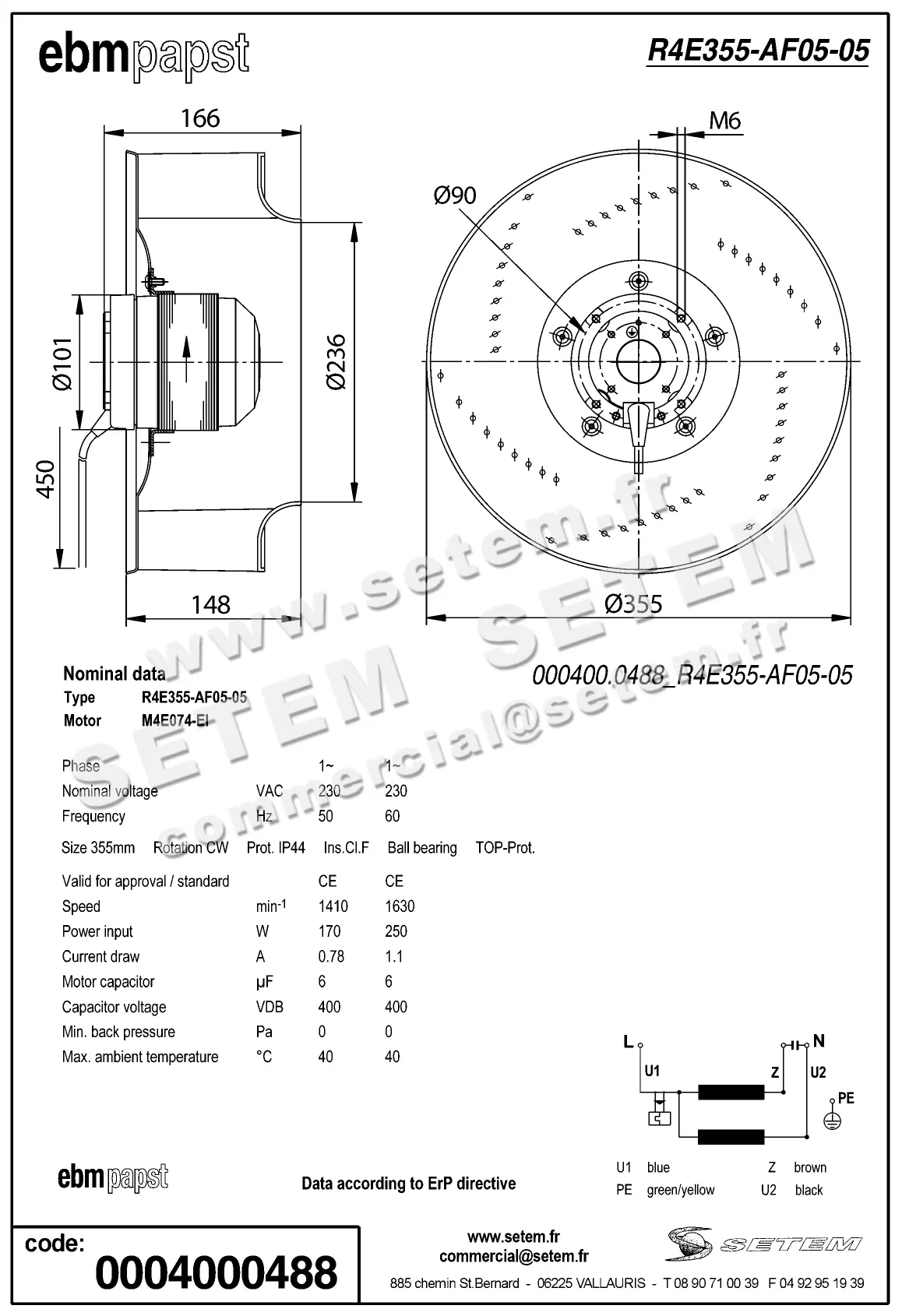 0004105103-MOTOTURBINE EBMPAPST R4E355.AF05.05 2