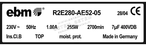 0004105104-MOTOTURBINE EBMPAPST R2E280-AE52-05 3