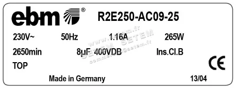 0004105105-MOTOTURBINE EBMPAPST R2E250-AC09-25 3