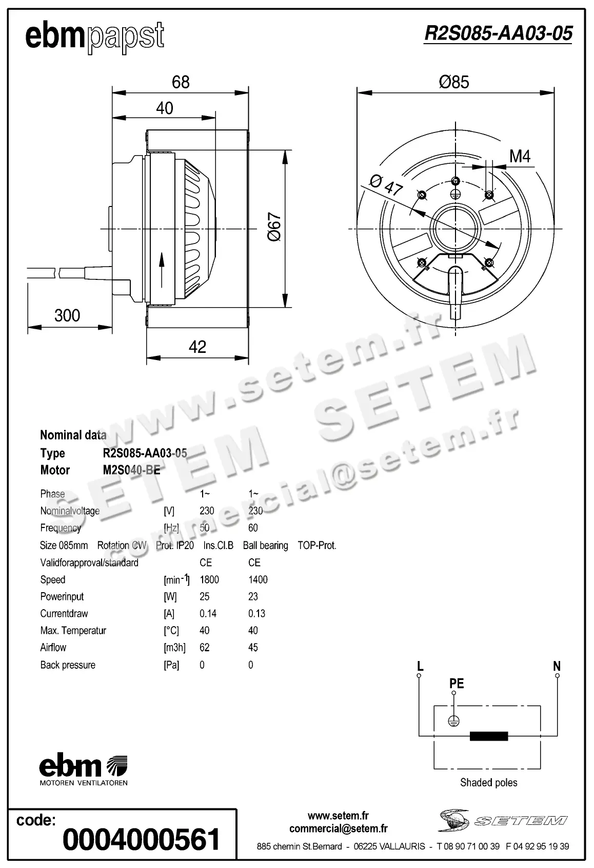 0004105110-MOTOTURBINE EBMPAPST R2S085.AA03.05 2