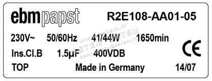 0004105111-MOTOTURBINE EBMPAPST R2E108-AA01-05 3