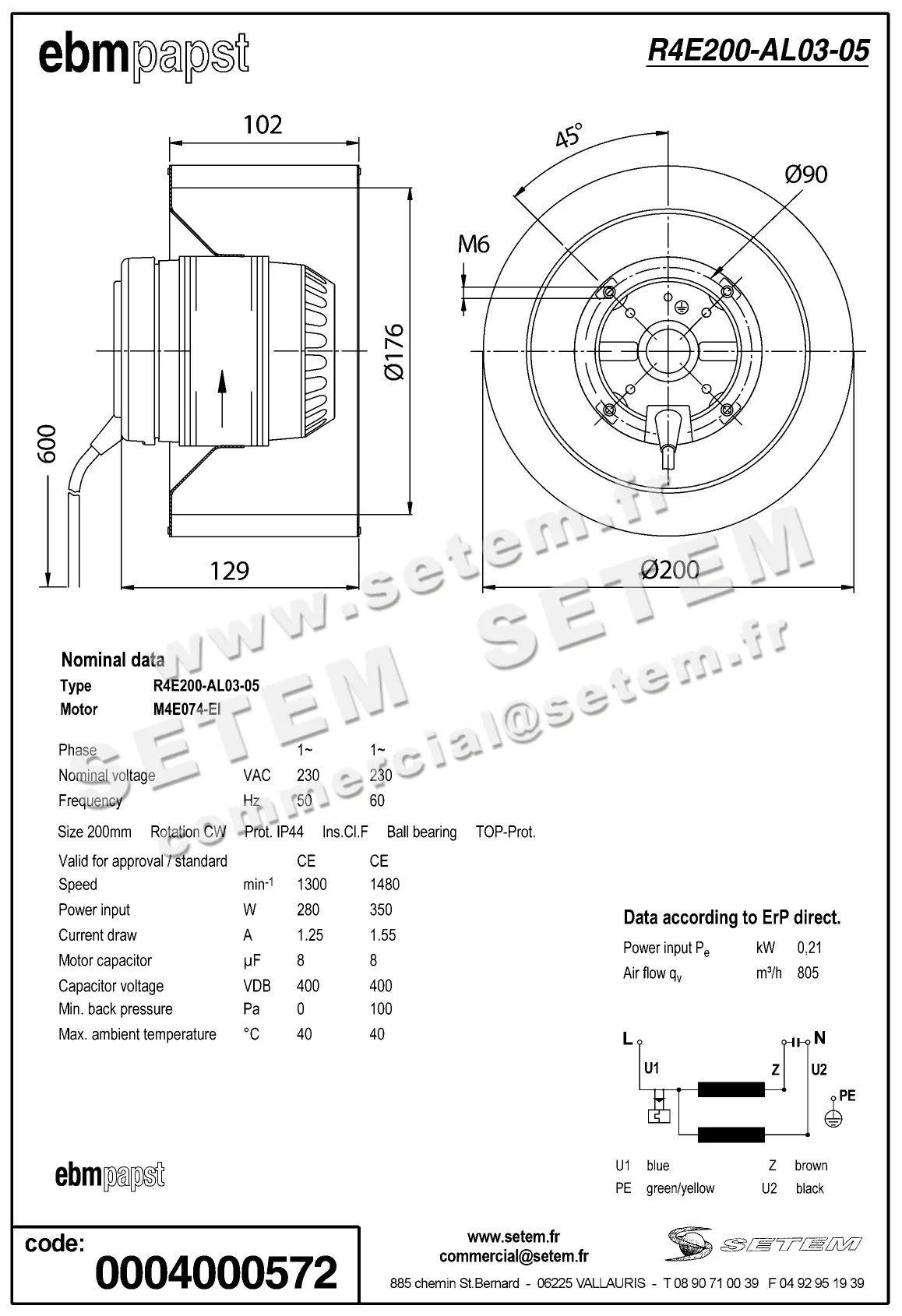 0004105118-MOTOTURBINE EBMPAPST R4E200.AL03.05 2