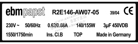 0004105122-MOTOTURBINE EBMPAPST R2E146.AW07.05 3