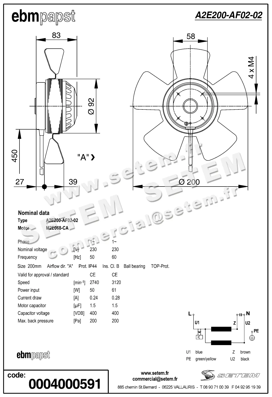 0004105128-MOTOHELICE EBMPAPST A2E200-AF02-02 2
