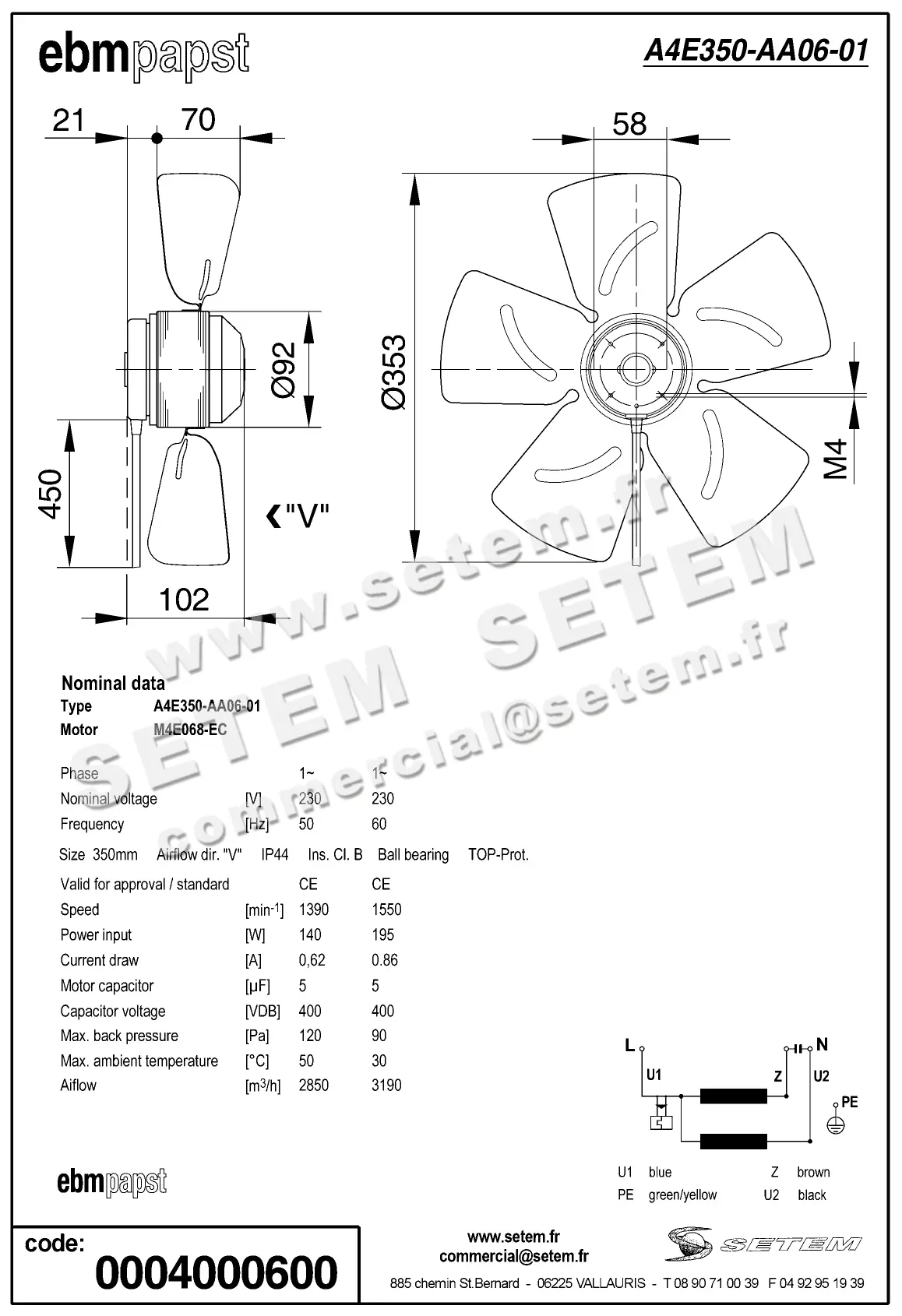 0004105130-MOTOHELICE EBMPAPST A4E350.AA06.01 2