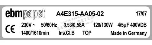 0004105139-MOTOHELICE EBMPAPST A4E315-AA05-02 3