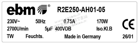 0004105143-MOTOTURBINE EBMPAPST R2E250.AH01.05 3