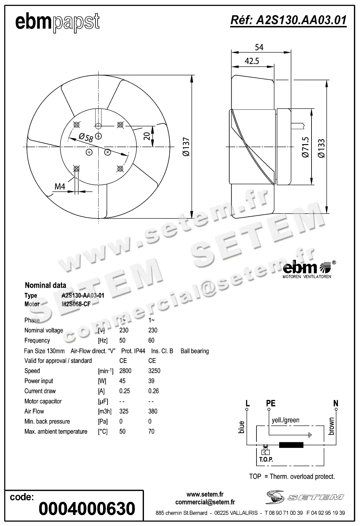 0004105144-MOTOHELICE EBMPAPST A2S130.AA03.01 2