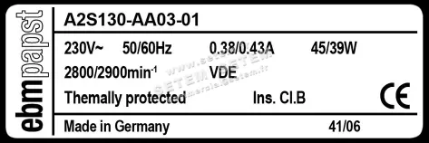 0004105144-MOTOHELICE EBMPAPST A2S130.AA03.01 3