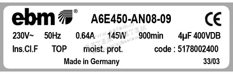 0004105151-MOTOHELICE EBMPAPST A6E450.AN08.09 "5178002400" 2
