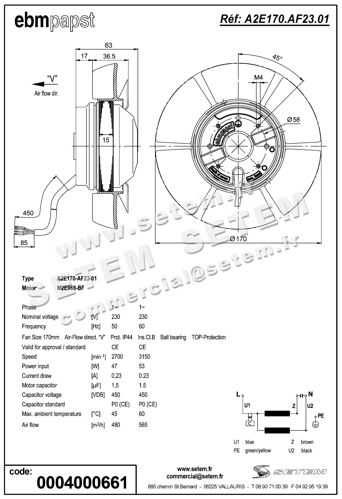 0004105153-MOTOHELICE EBMPAPST A2E170-AF23-01 2