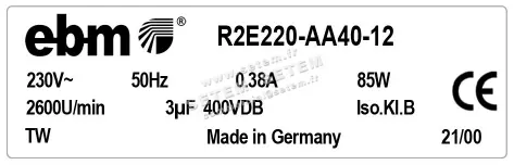 0004105168-MOTOTURBINE EBMPAPST R2E220-AA40-12 3