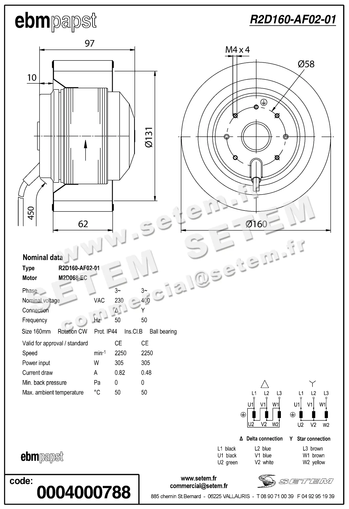 0004105171-MOTOTURBINE EBMPAPST R2D160-AF02-01 2