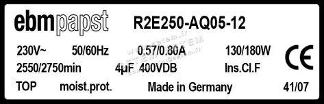 0004105175-MOTOTURBINE EBMPAPST R2E250-AQ05-12 2