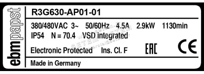0004105177-MOTOTURBINE EBMPAPST R3G630.AP01.01 2