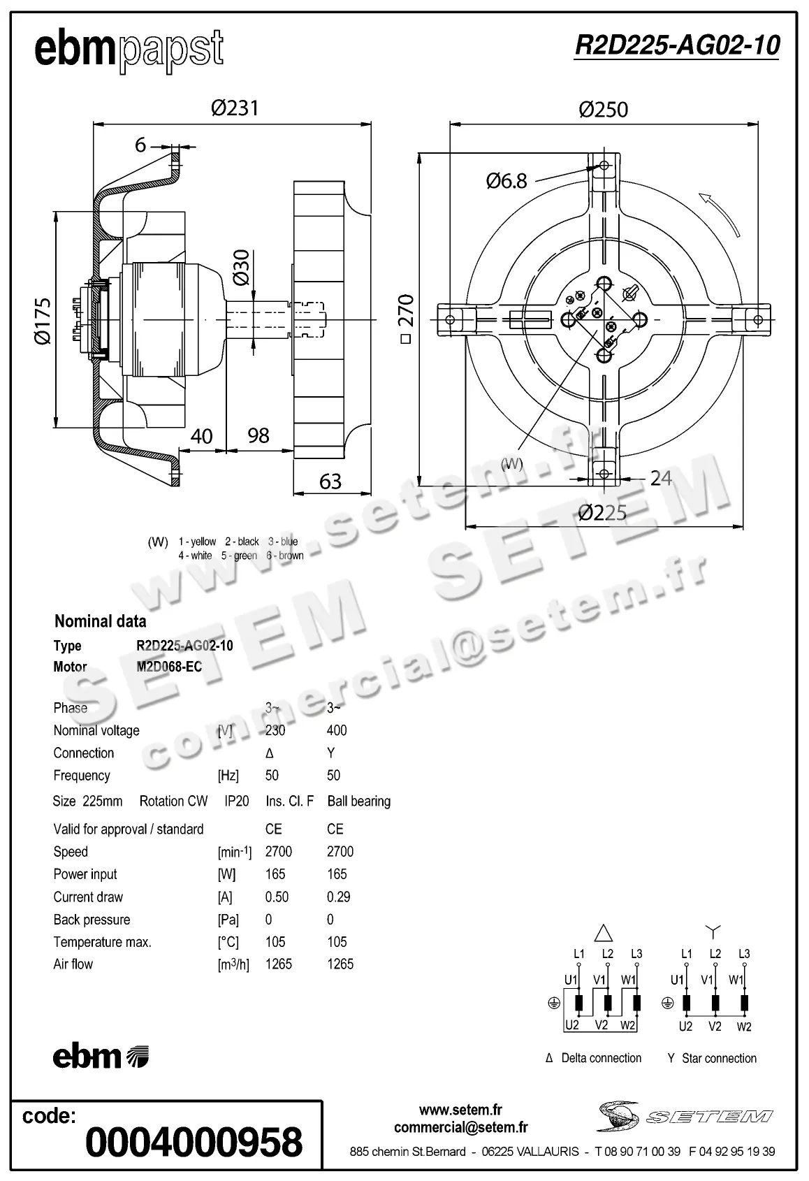 0004105181-MOTOTURBINE EBMPAPST R2D225.AG02.10 2