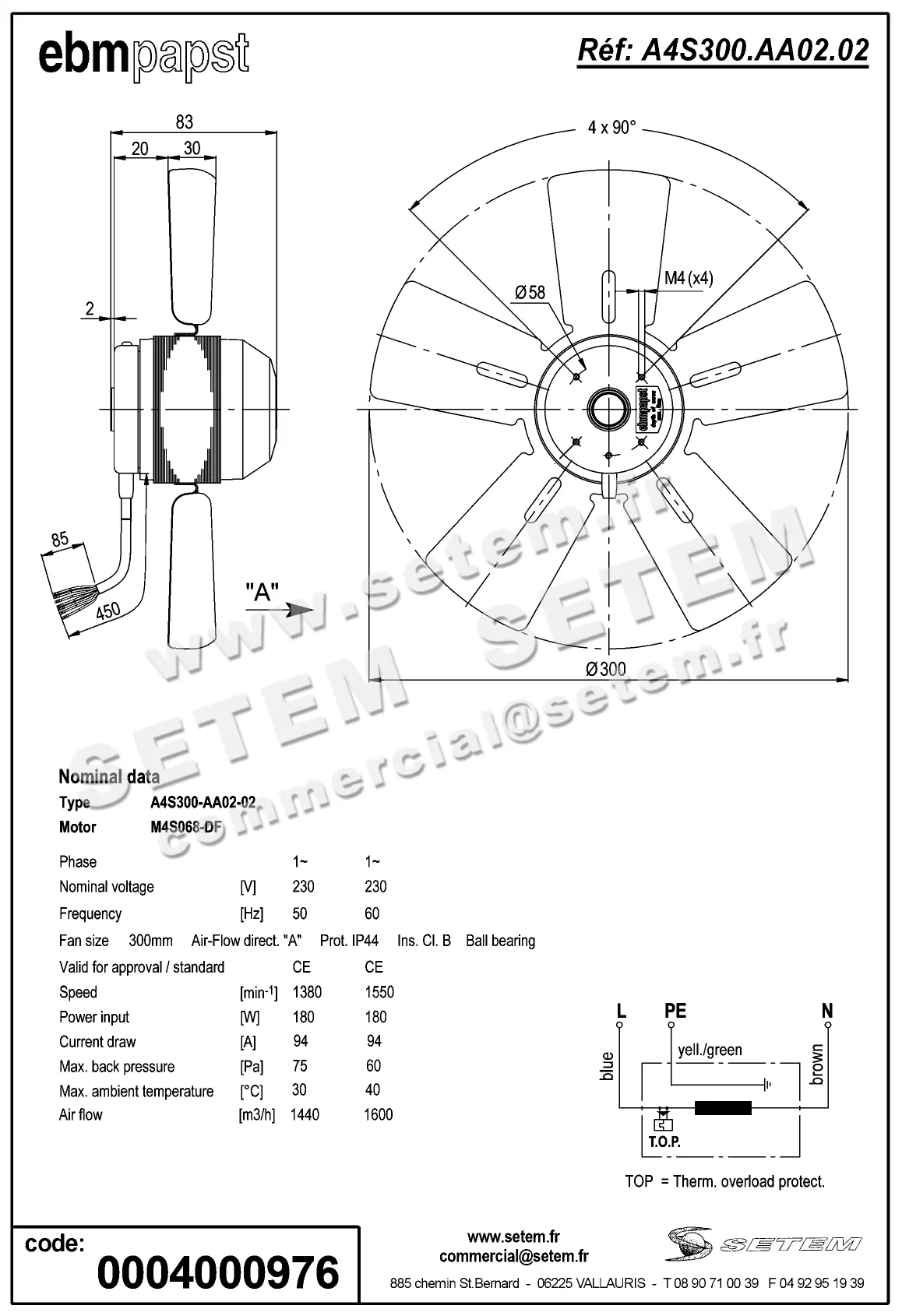 0004105184-MOTOHELICE EBMPAPST A4S300.AA02.02 2