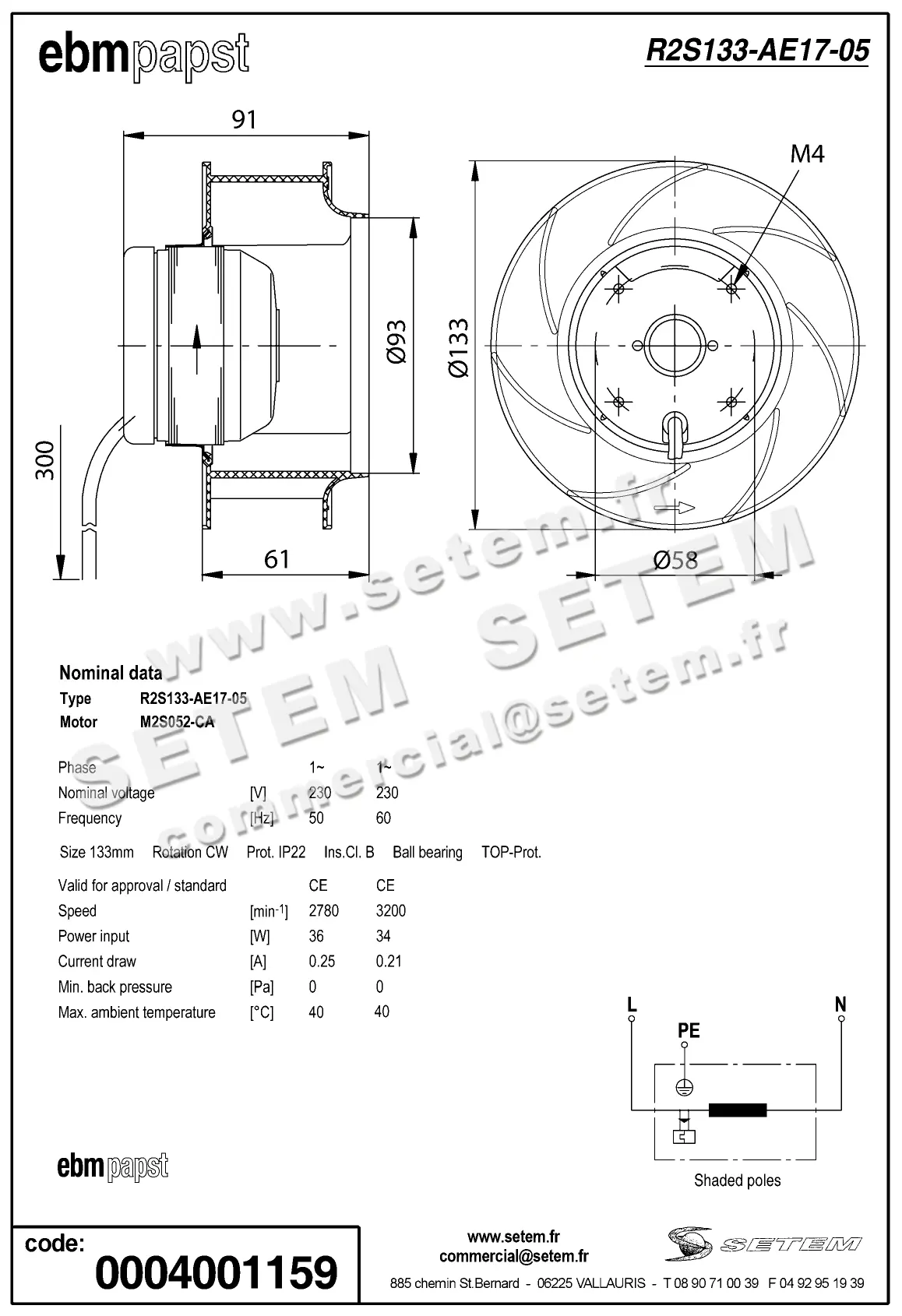 0004105203-MOTOTURBINE EBMPAPST R2S133.AE17.05 2