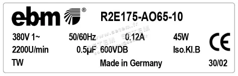 0004105210-MOTOTURBINE EBMPAPST R2E175.AO65.10 2