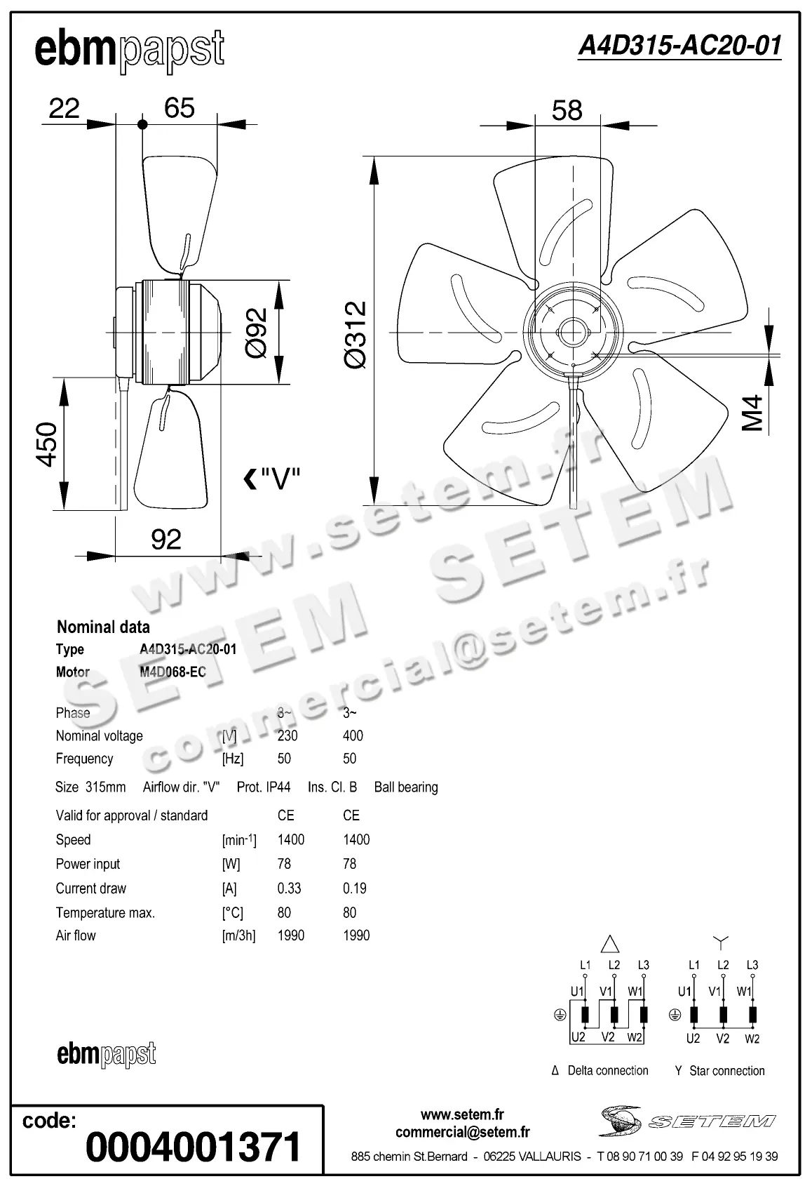 0004105215-MOTOHELICE EBMPAPST A4D315.AC20.01 4
