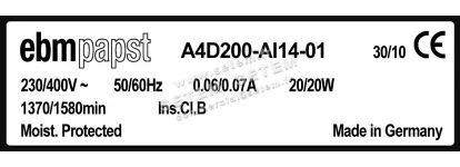 0004105217-MOTOHELICE EBMPAPST A4D200-AI14-01 3