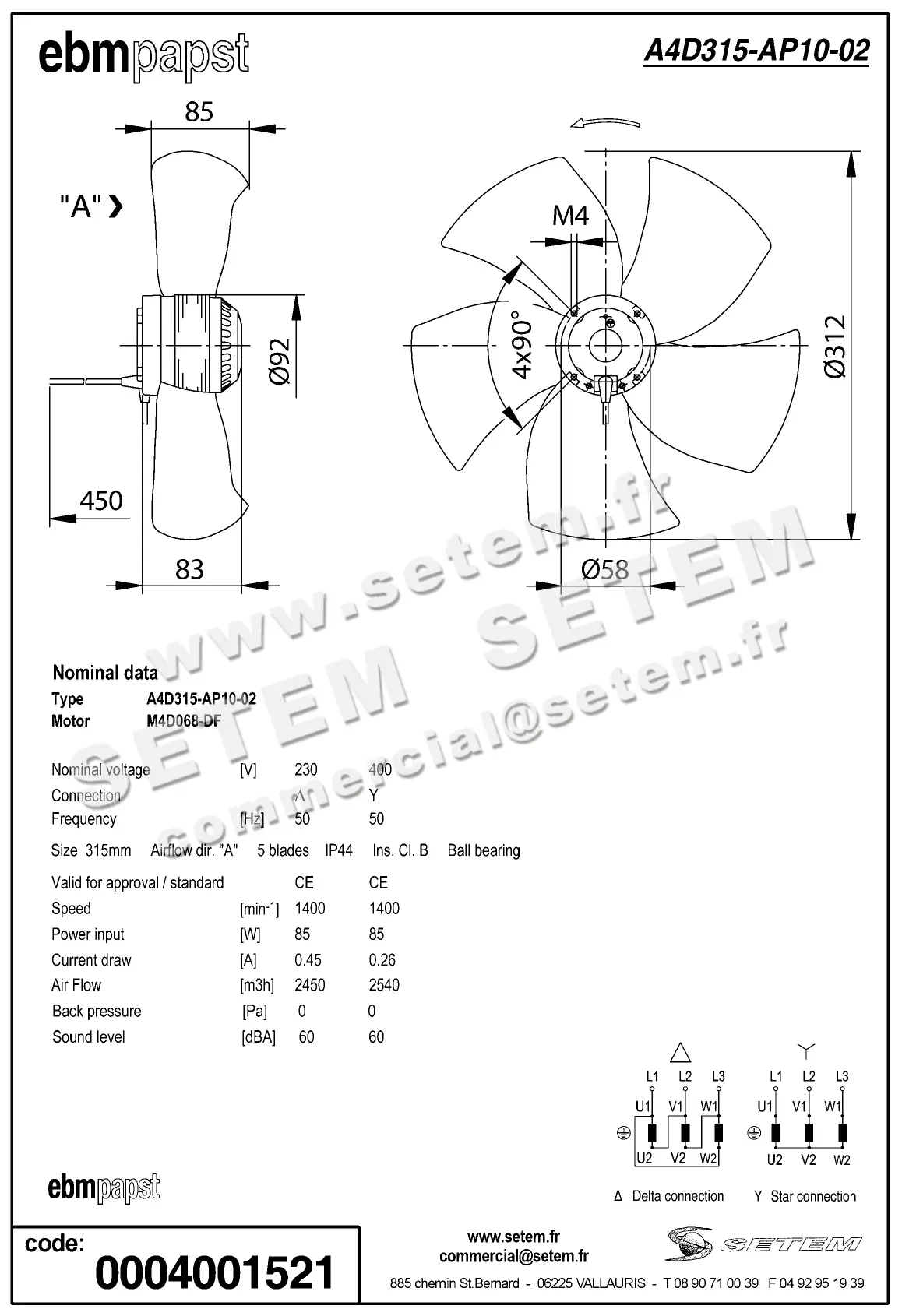 0004105219-MOTOHELICE EBMPAPST A4D315.AP10.02 2