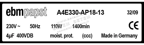 0004105234-MOTOHELICE EBMPAPST A4E330-AP18-13 3