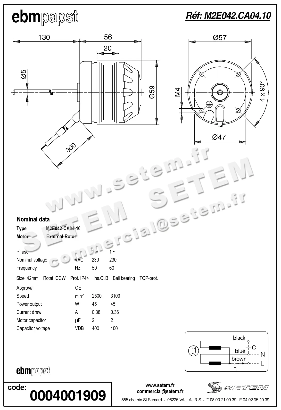 0004105247-MOTEUR EBMPAPST M2E042.CA04.10 2