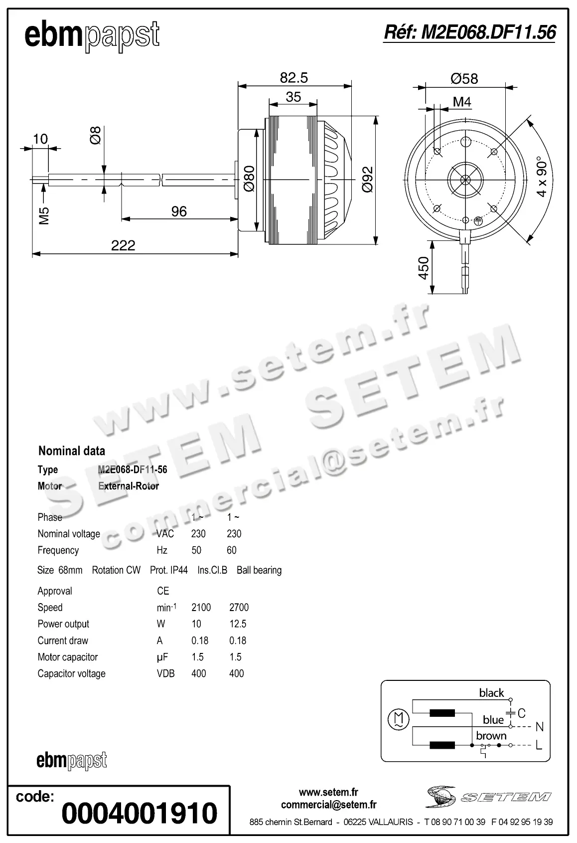 0004105248-MOTEUR EBMPAPST M2E068.DF11.56 2