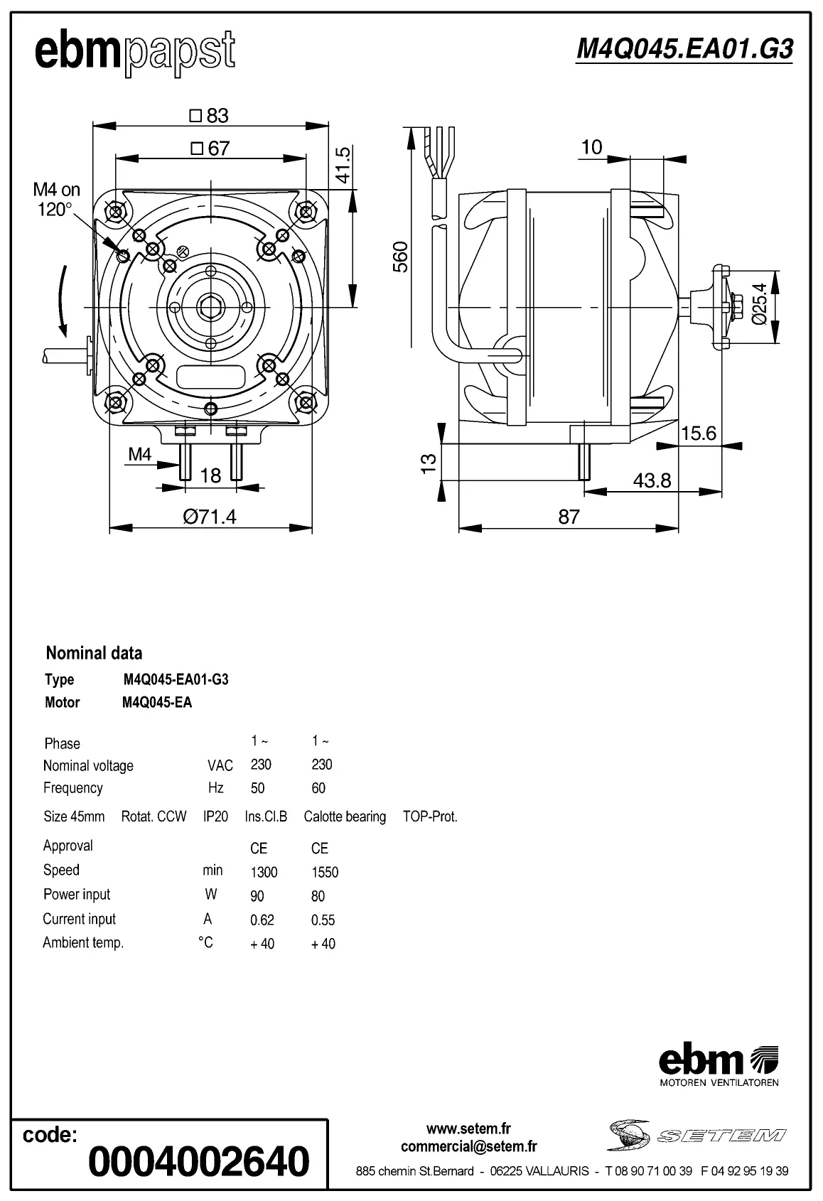 0004105267-MOTEUR EBMPAPST M4Q045.EA01.G3 2