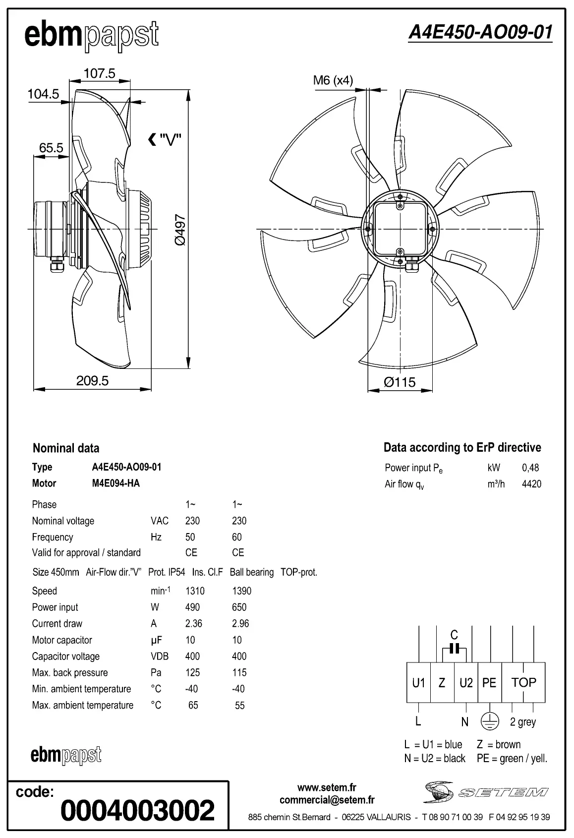 0004105285-MOTOHELICE EBMPAPST A4E450.AO09.01 2
