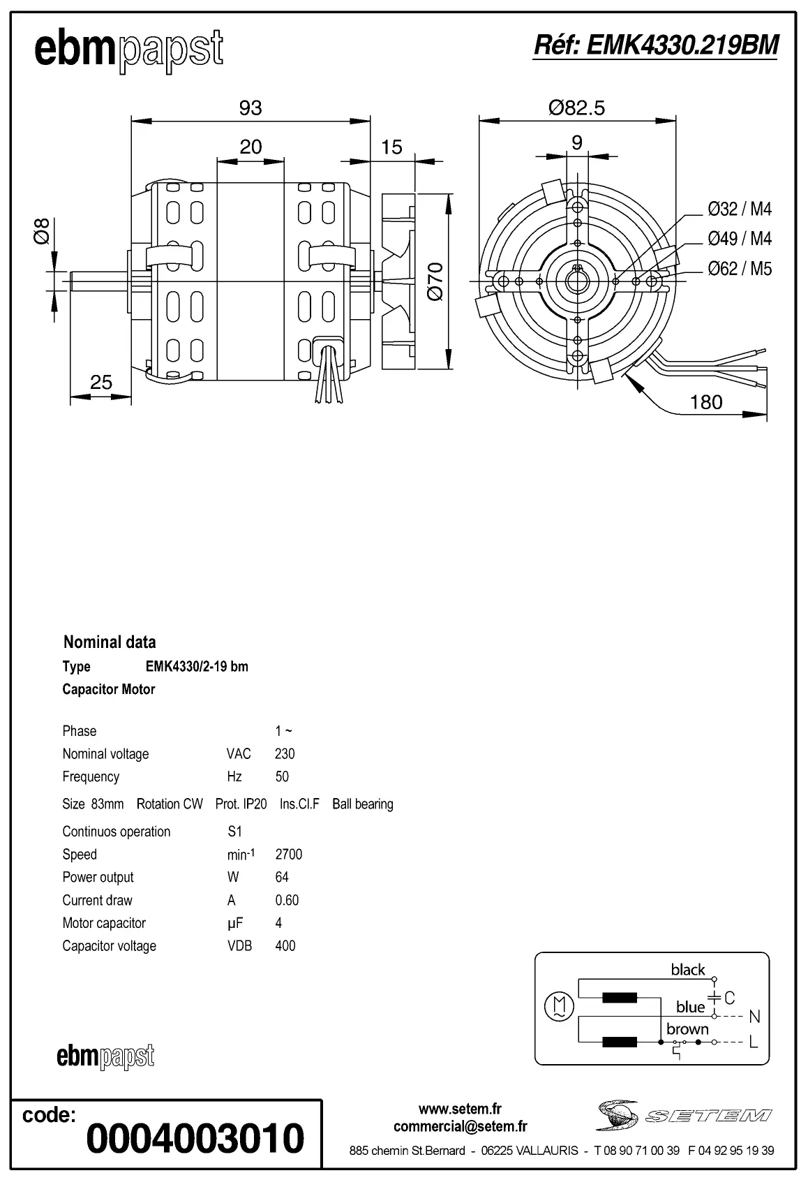 0004105286-MOTEUR EBMPAPST EMK4330/2.19BM 2