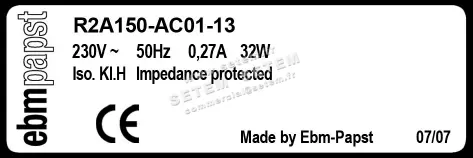 0004105289-MOTOTURBINE EBMPAPST R2A150.AC01.13 2