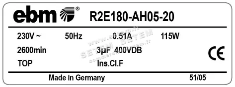 0004105295-MOTOTURBINE EBMPAPST R2E180-AH05-20 3