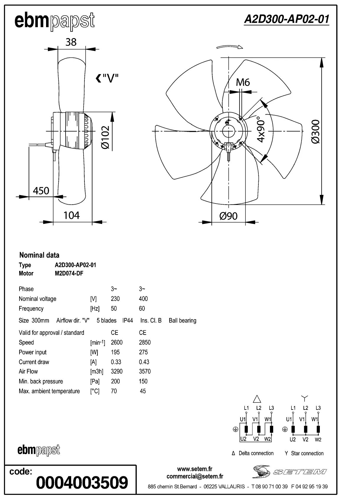 0004105308-MOTOHELICE EBMPAPST A2D300.AP02.01 2