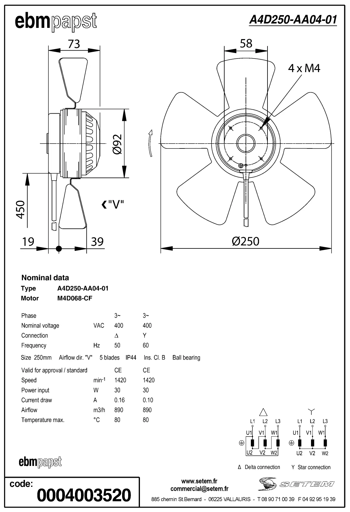 0004105316-MOTOHELICE EBMPAPST A4D250.AA04.01 2