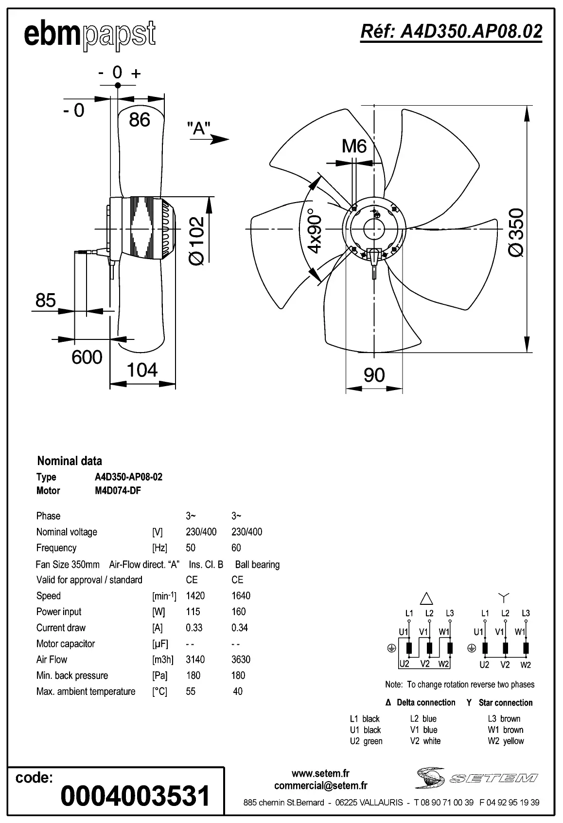 0004105322-MOTOHELICE EBMPAPST A4D350.AP08.02 2