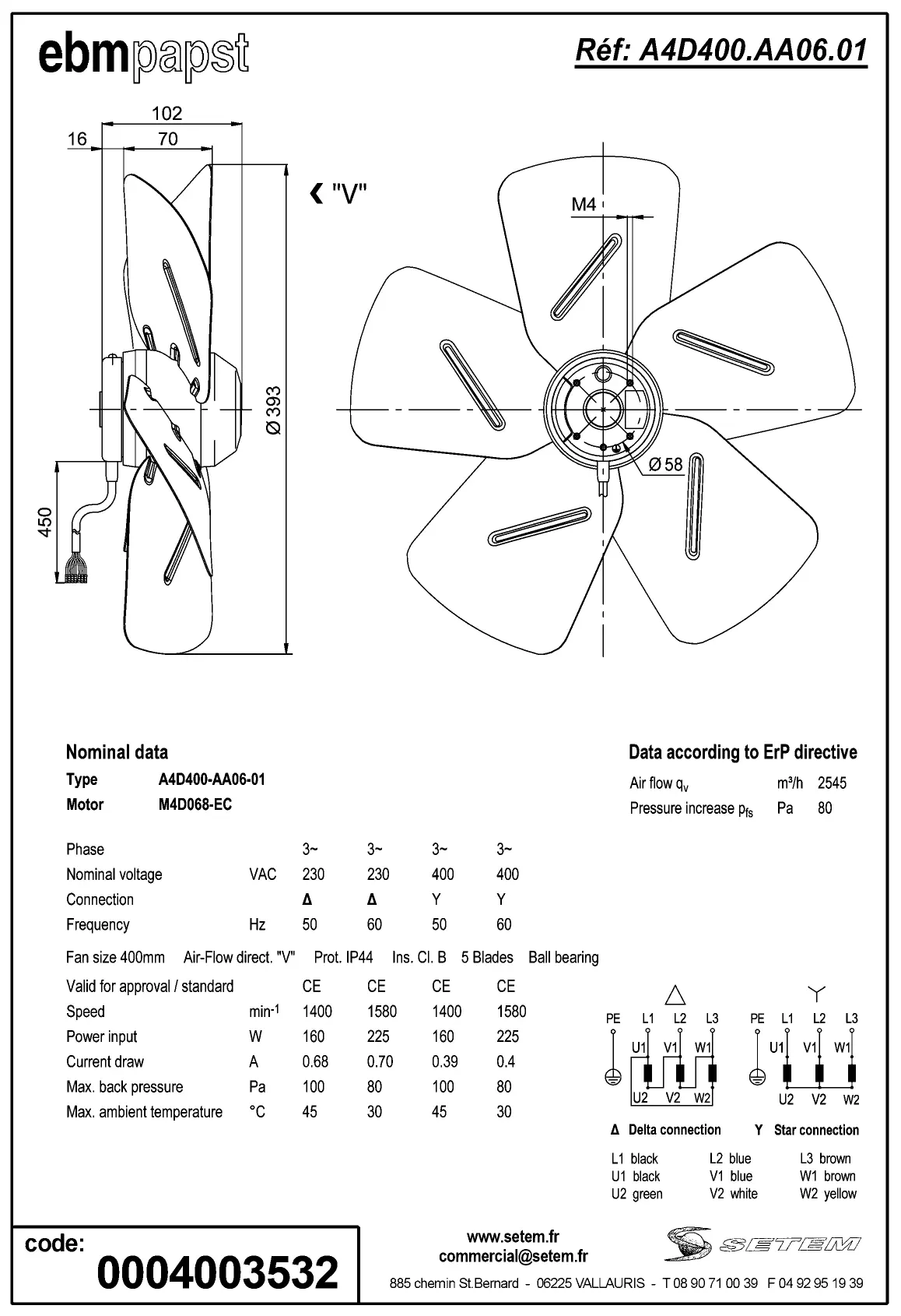 0004105323-MOTOHELICE EBMPAPST A4D400.AA06.01 2
