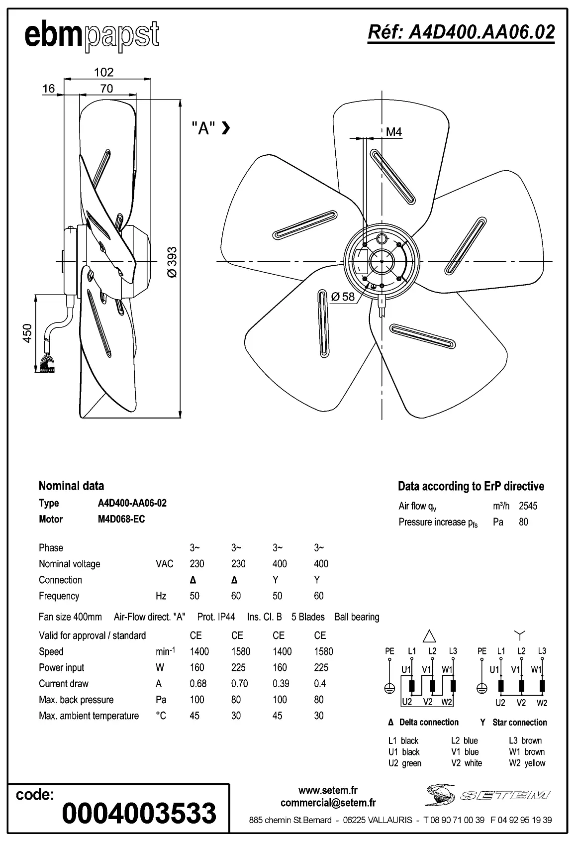 0004105324-MOTOHELICE EBMPAPST A4D400.AA06.02 2